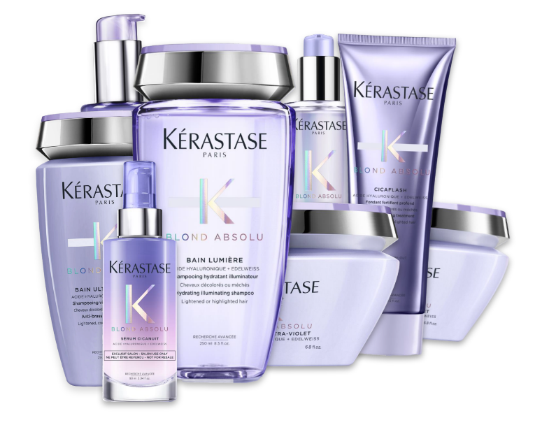 Kérastase – Gamme Blond Absolu pour cheveux secs et sensibilisés, méchés ou décolorés. 